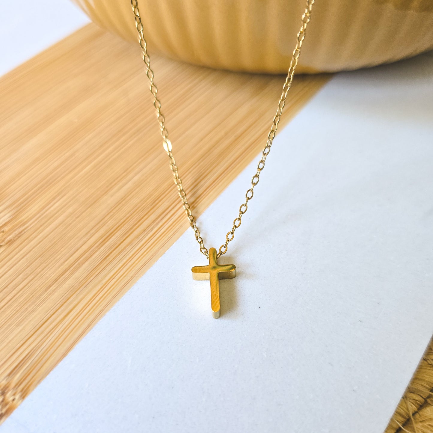 Small Cross gold necklace