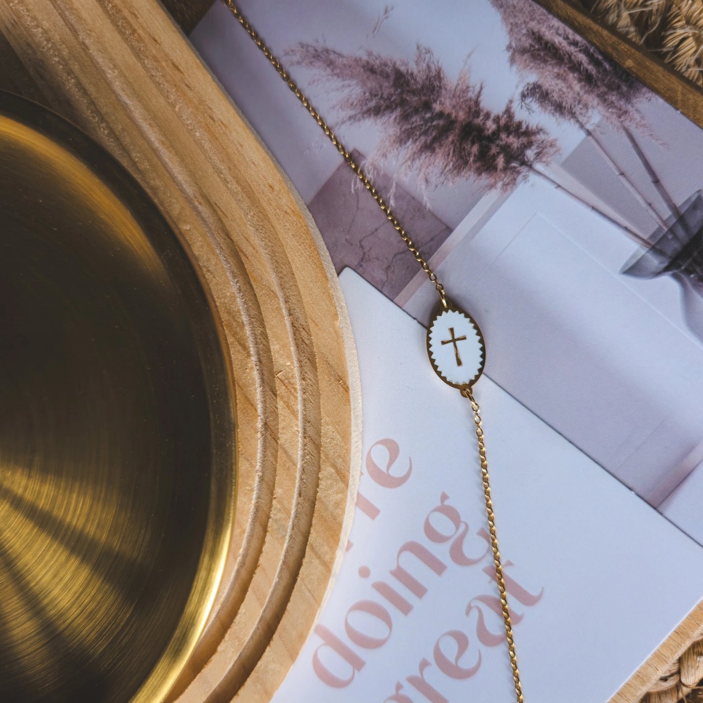 Boho cross bracelet WHITE