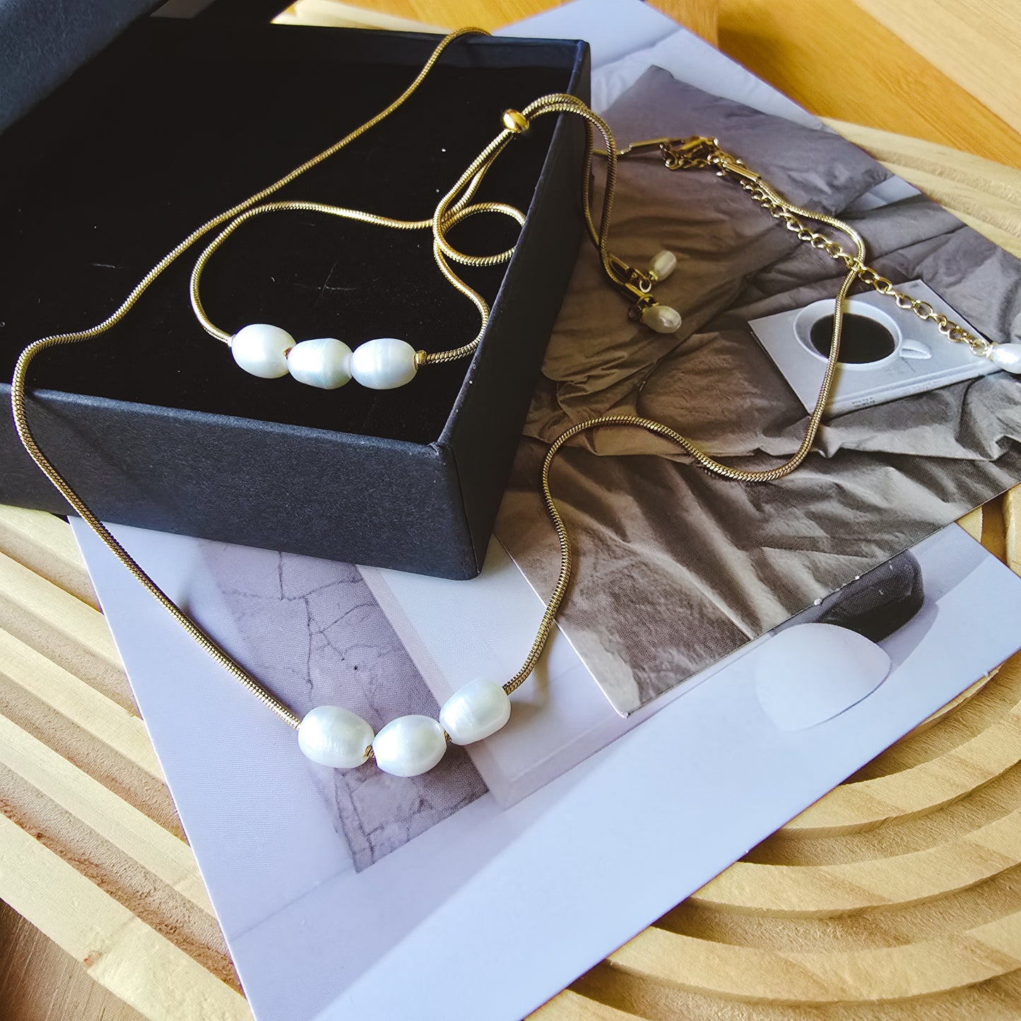 18k Gold true natural pearl set