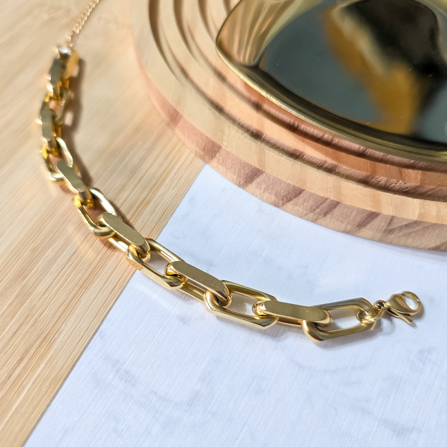 Thick link 18k gold plated bracelet