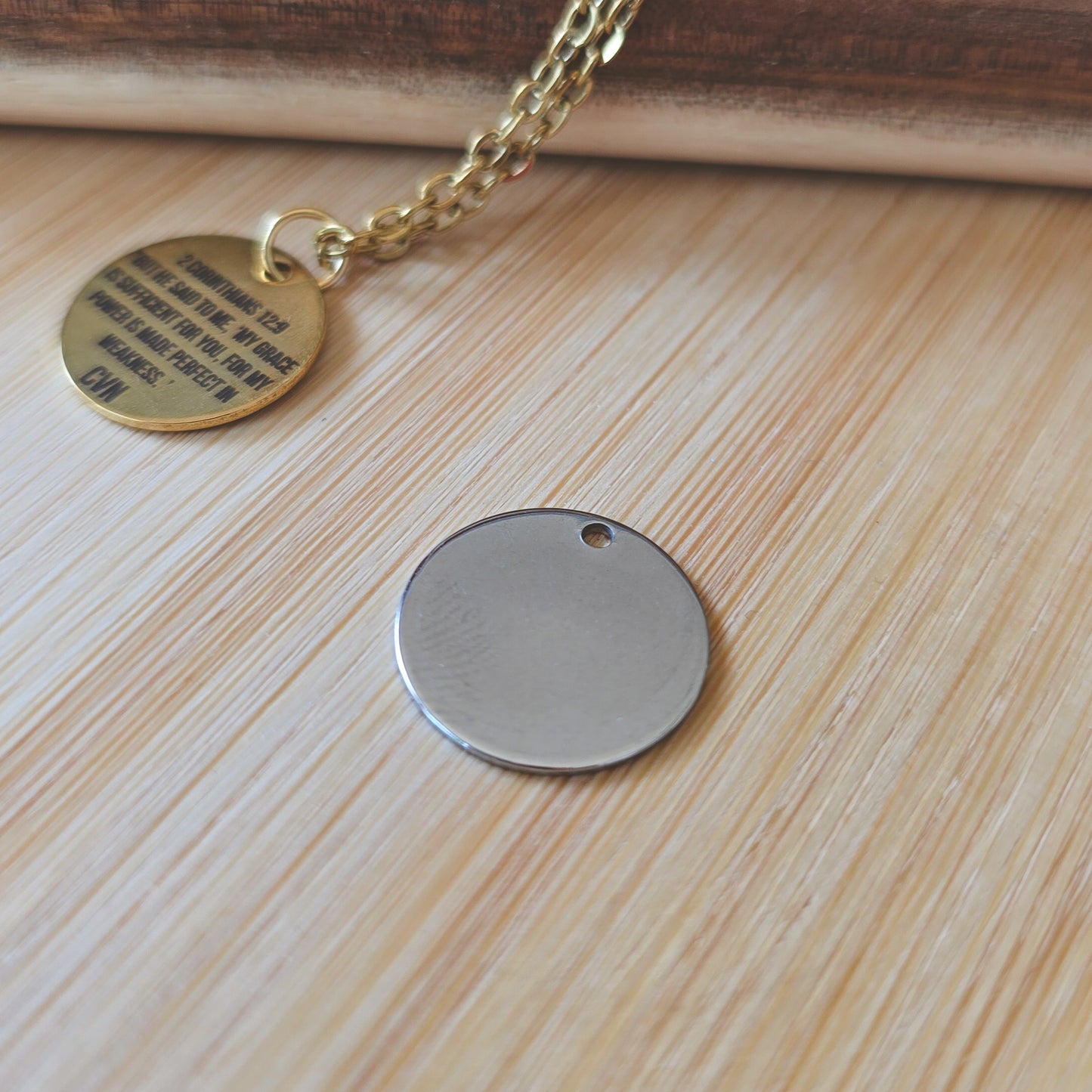 Round Silver 15mm engraved pendant only