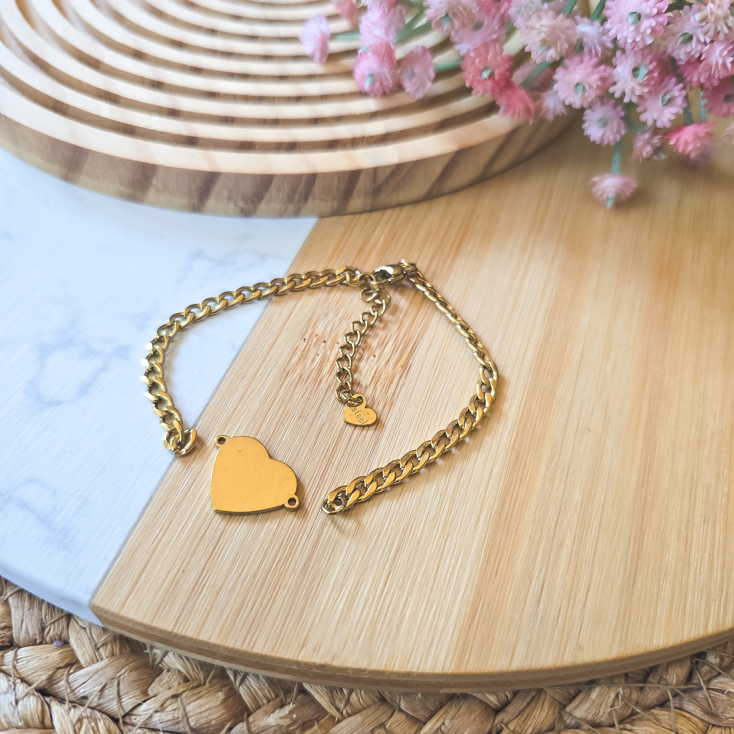 Heart engraved bracelet