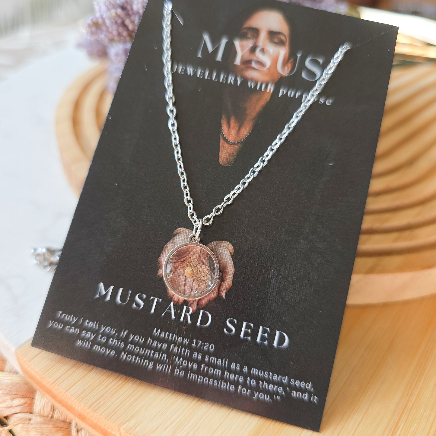 Handmade silver 1.2mm pendant mustard seed