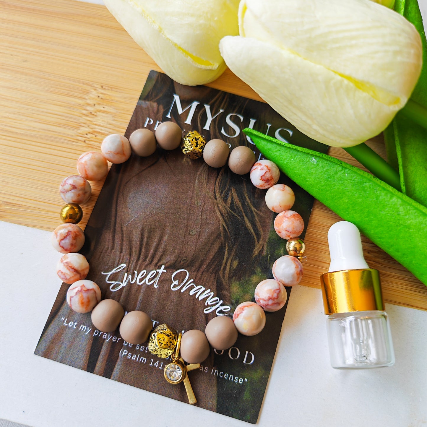 Sweet Orange - Natural stone PRAYER bracelet
