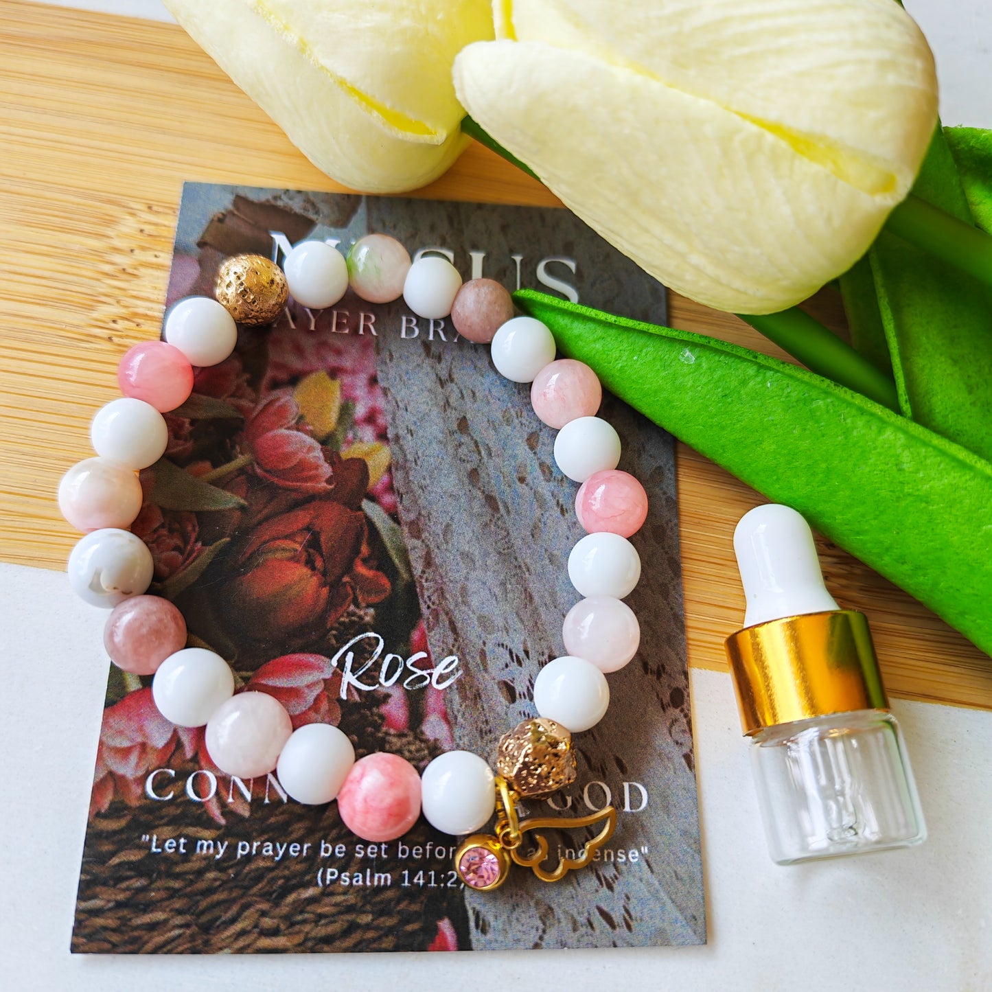 Rose - Natural stone PRAYER bracelet
