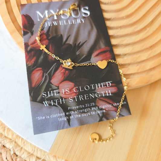 Crown Cross pendant bracelet