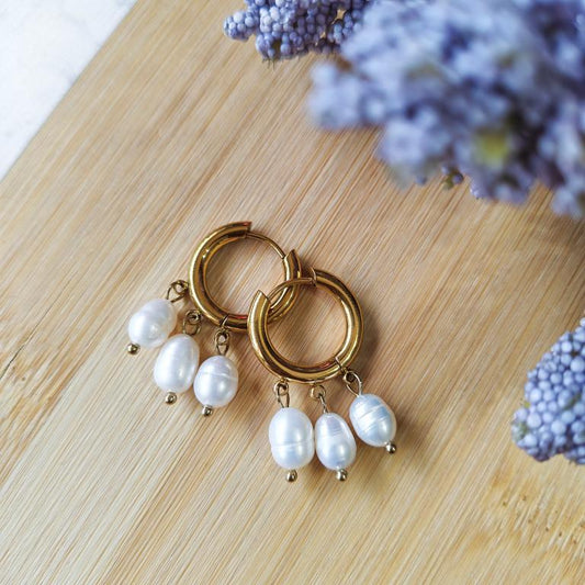 Hoop freshwater pearl earrings