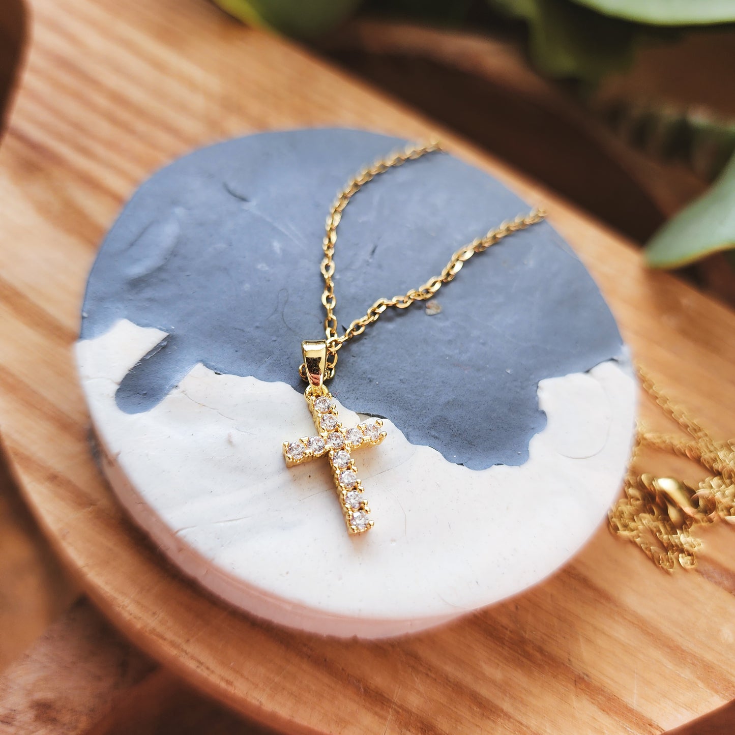 Small Rhinestone Cross Necklace