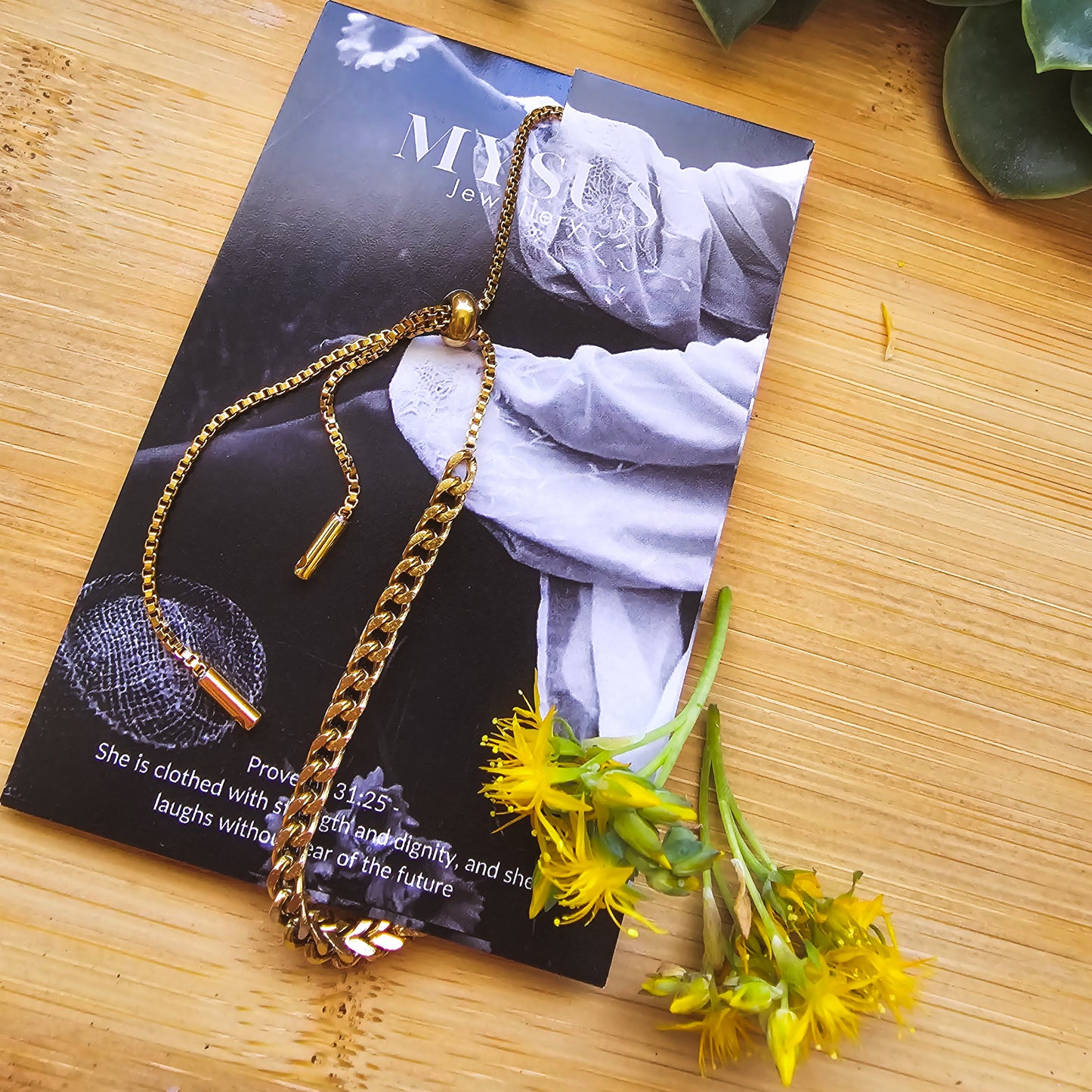 Wheat spike gold adjustable bracelet