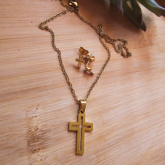 Elegant gold cross set