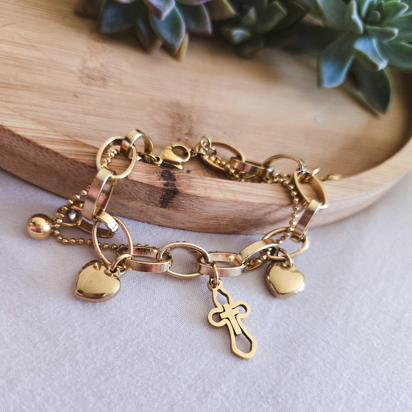 Layered cross bracelet