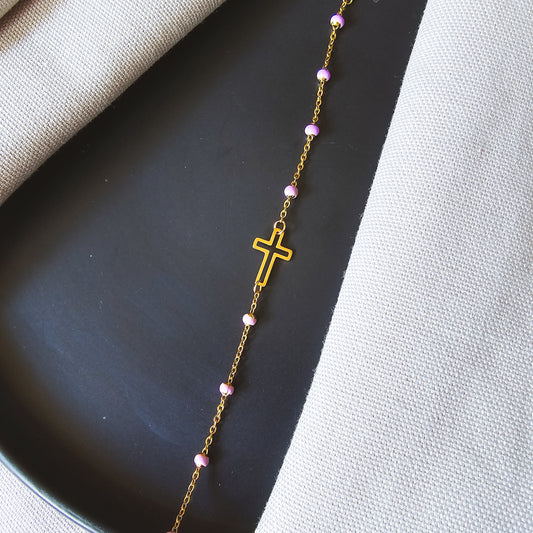 Purple bead cross Bracelet