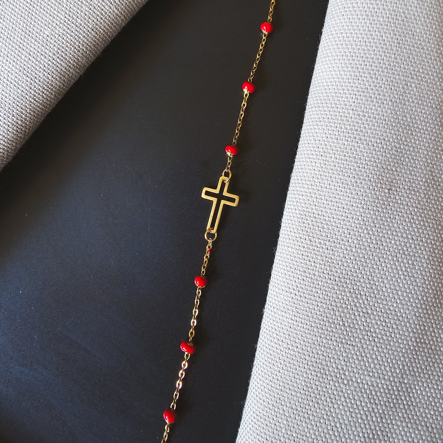 Red bead cross Bracelet