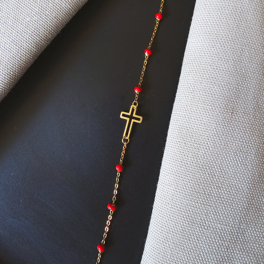 Red bead cross Bracelet