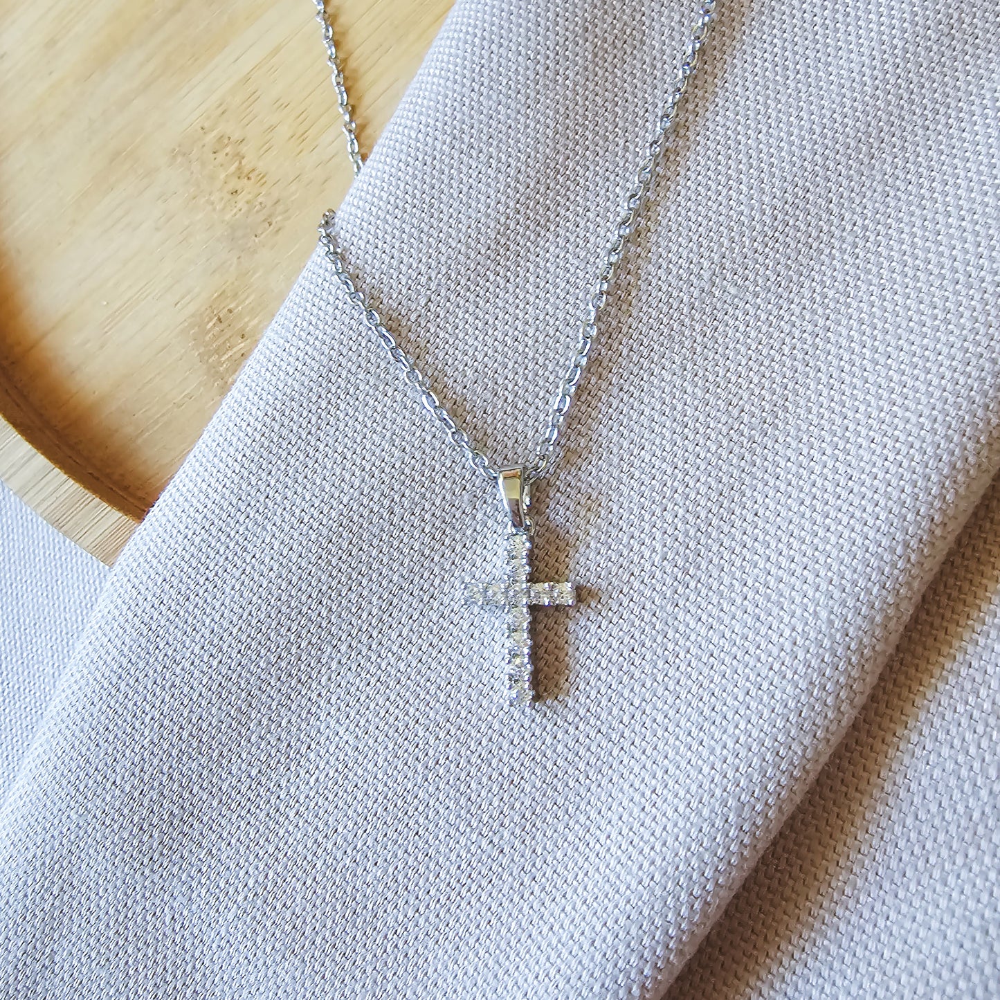 Small Rhinestone Cross Necklace