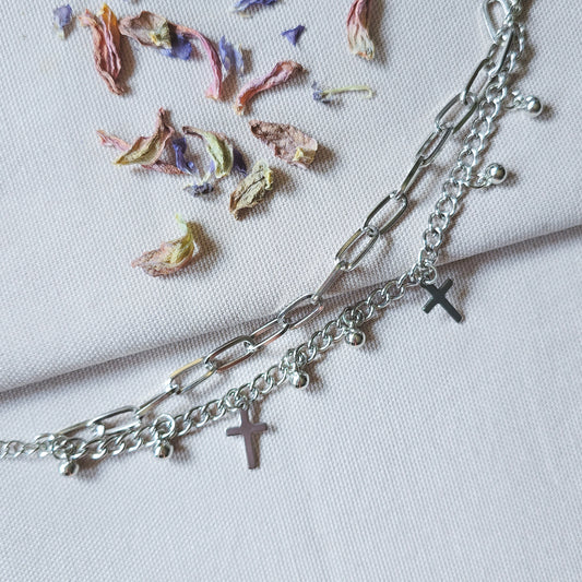 Layered cross bracelet