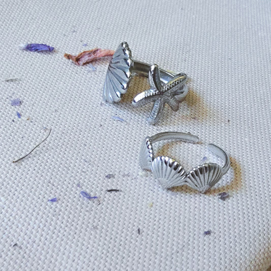 Double Beach style adjustable SILVER rings