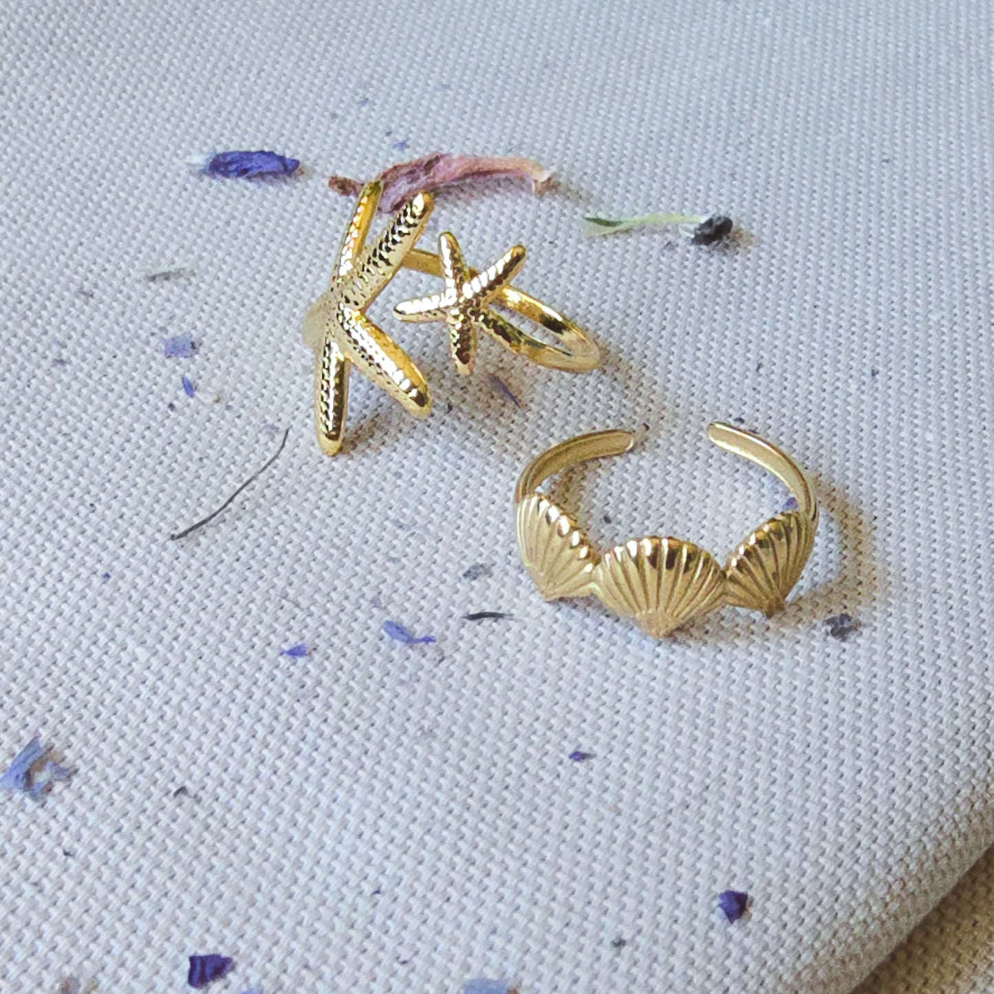 Double Beach style adjustable GOLD rings