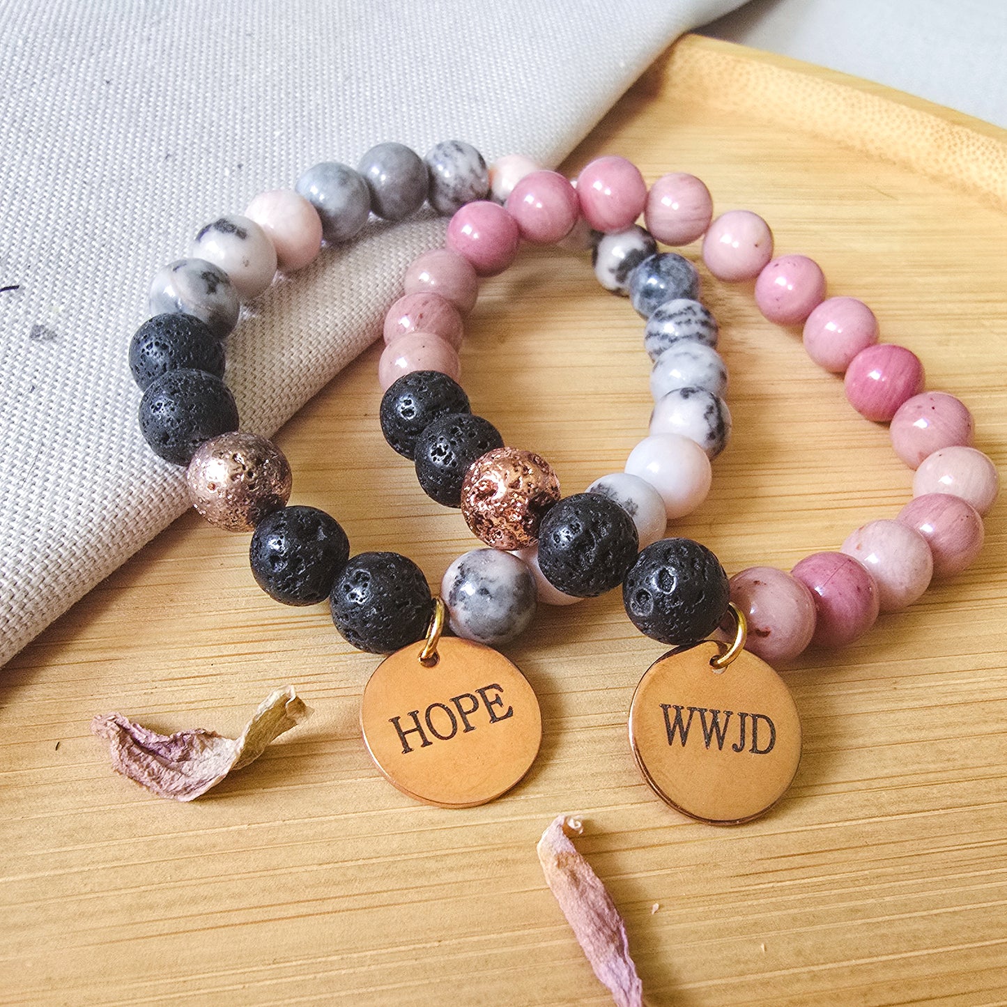 Rose Gold / natural stone / aroma bracelet - HOPE