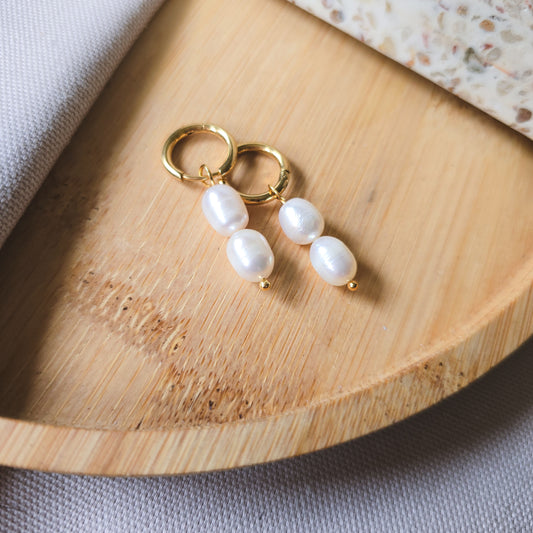 18k Gold faux pearl earrings