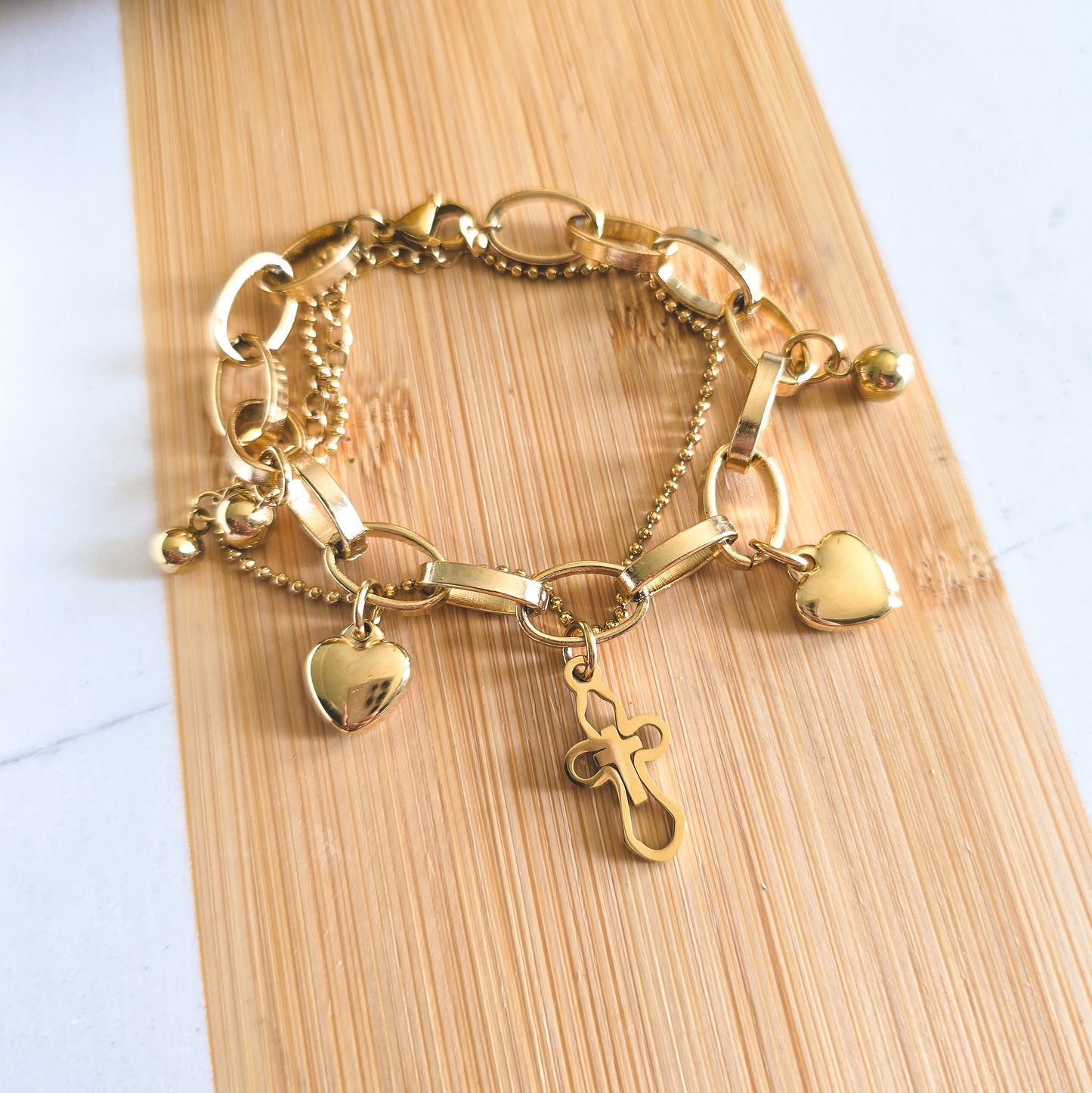 Layered cross bracelet