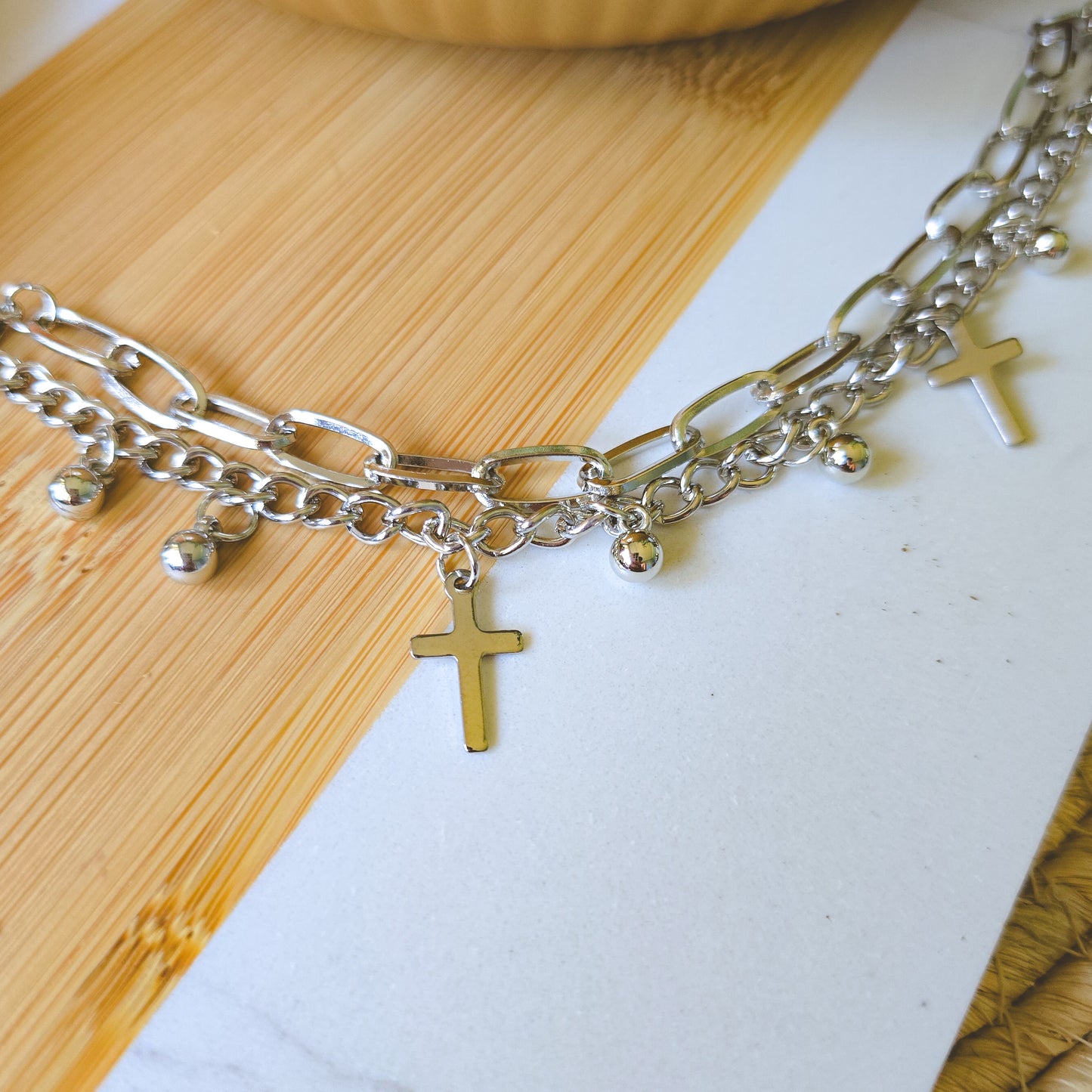 Layered cross bracelet