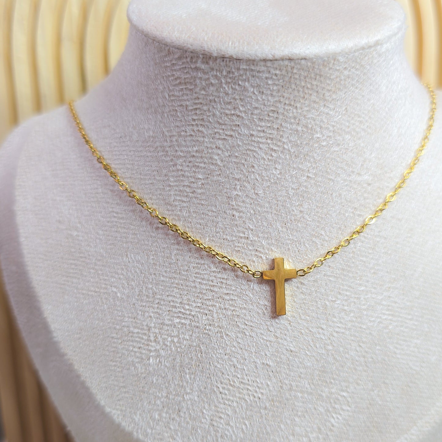 18k Gold plated simple cross necklace