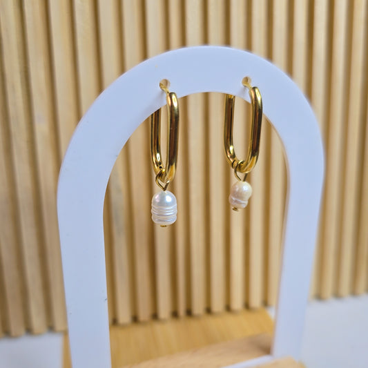 Natural pearl hoop earrings