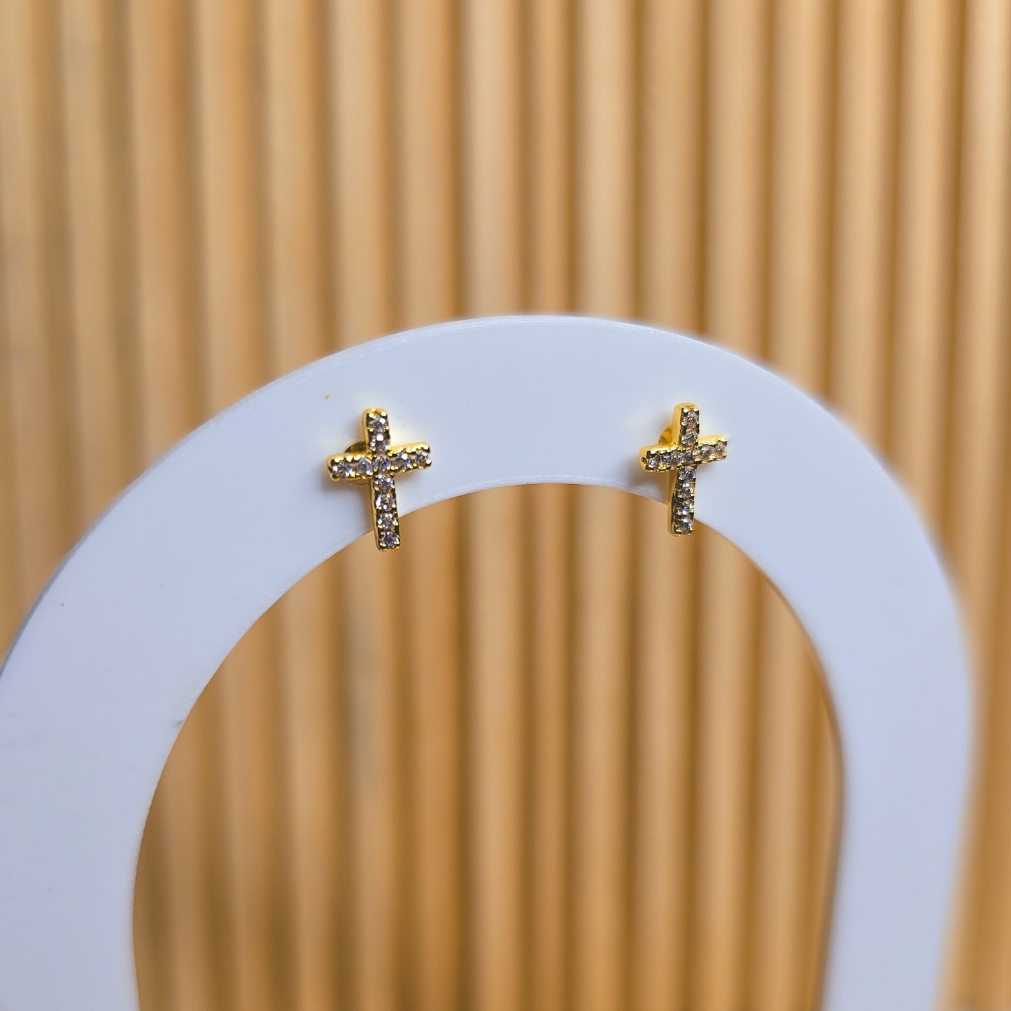 Golden stud cross earrings