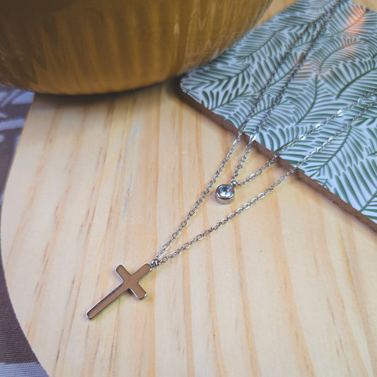 Double Layer cross necklace