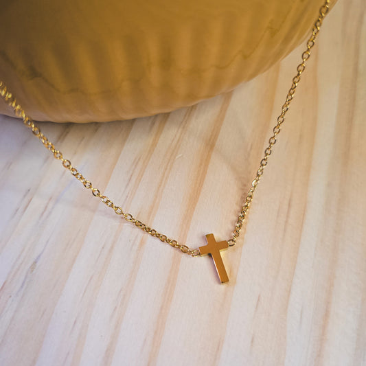 18k Gold plated simple cross necklace