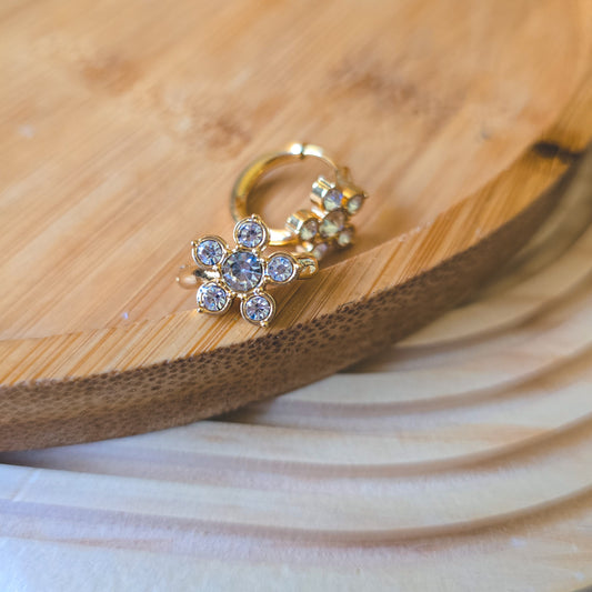 Floral white  Rhinestone earrings