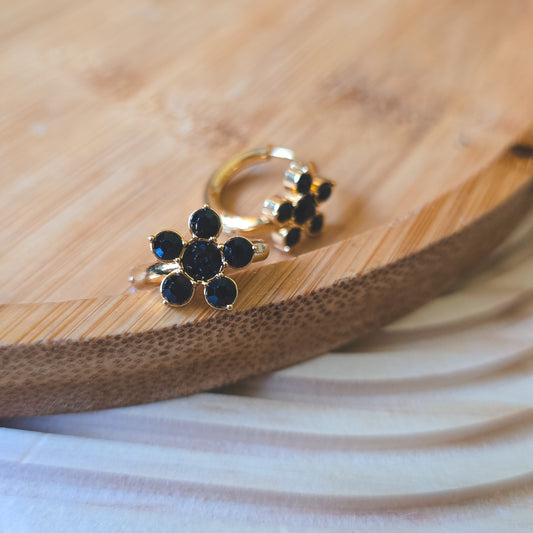 Floral black Rhinestone earrings