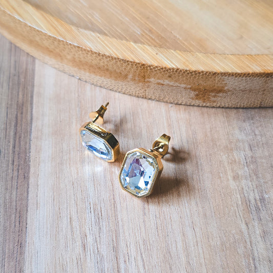 Rectangular Rhinestone  stud earrings
