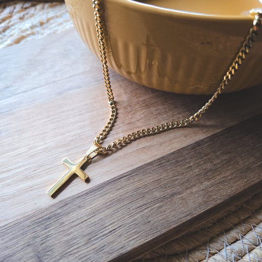 55cm Gold chain cross necklace