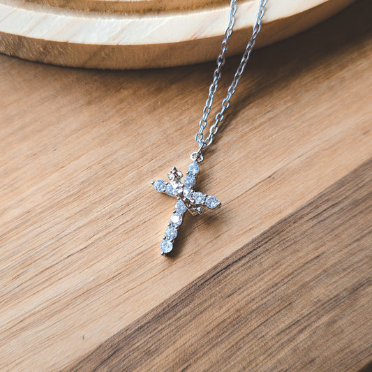 Loose Crown Cross necklace silver