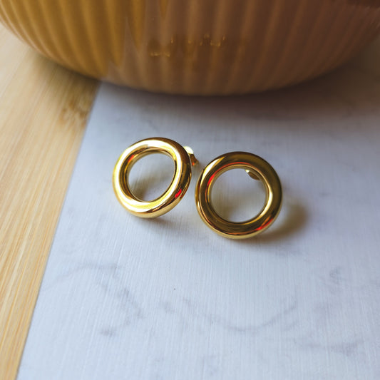 Round hoop gold earrings