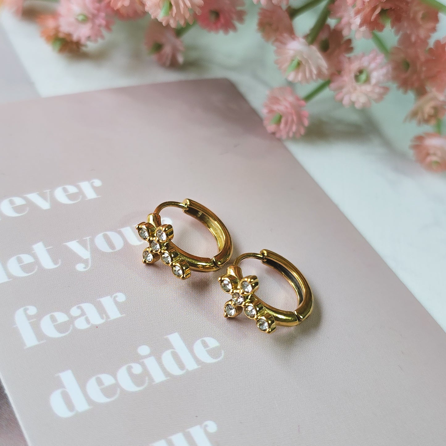 Cross hoop earrings