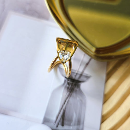 Heart stone adjustable ring
