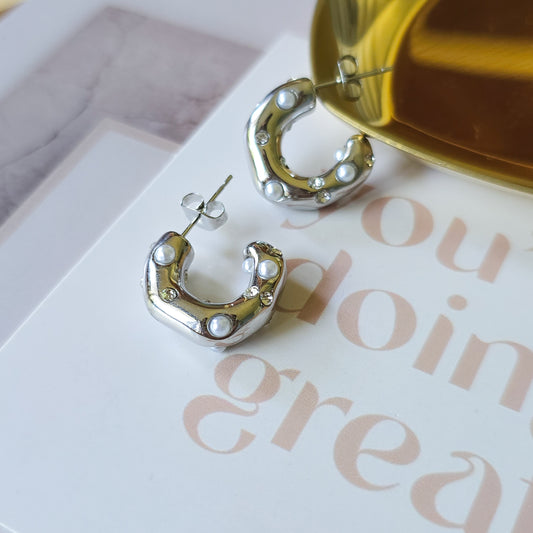 Stainless steel hoop stud earrings