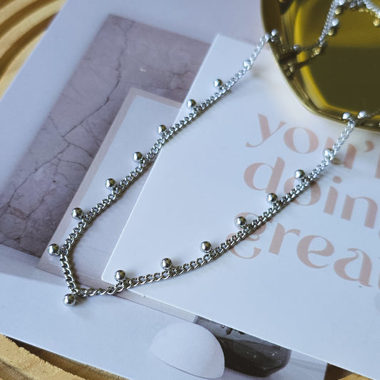 Beaded silver necklace