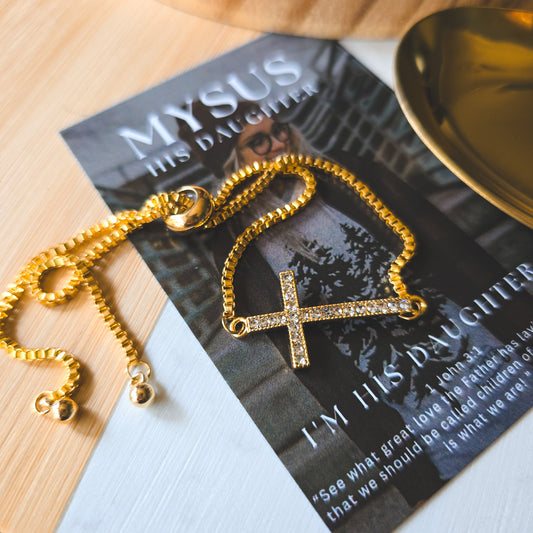 Cross adjustable bracelet gold