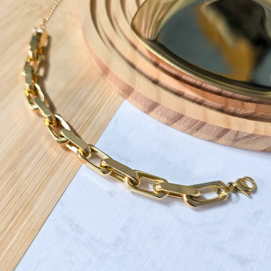 Thick link 18k gold plated bracelet