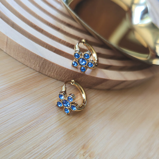 Floral blue Rhinestone earrings