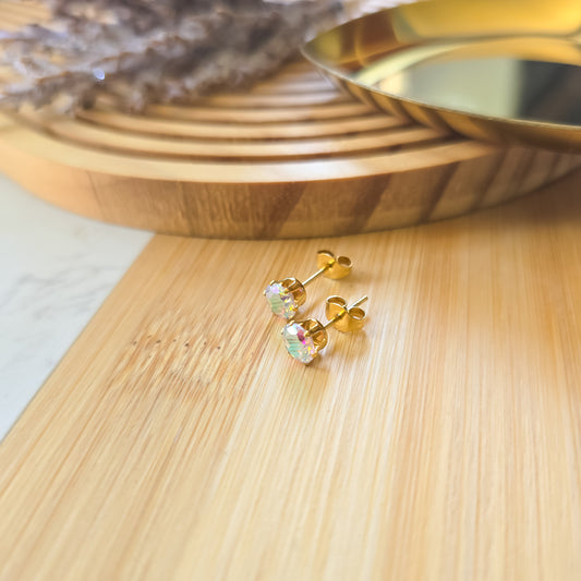 Colorful CZ stone stud earrings