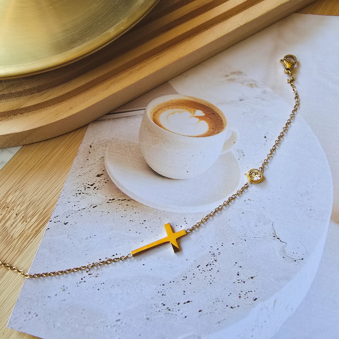 18k Gold plated cross bracelet