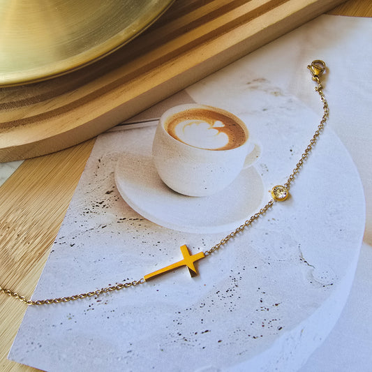 18k Gold plated cross bracelet