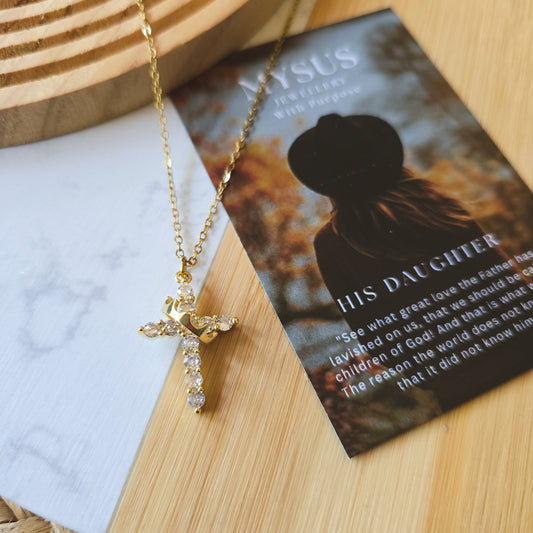 Loose Crown Cross necklace gold