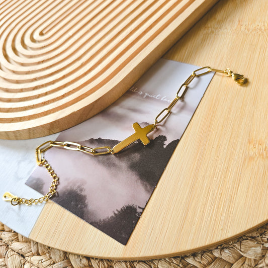 Cross paperclip bracelet