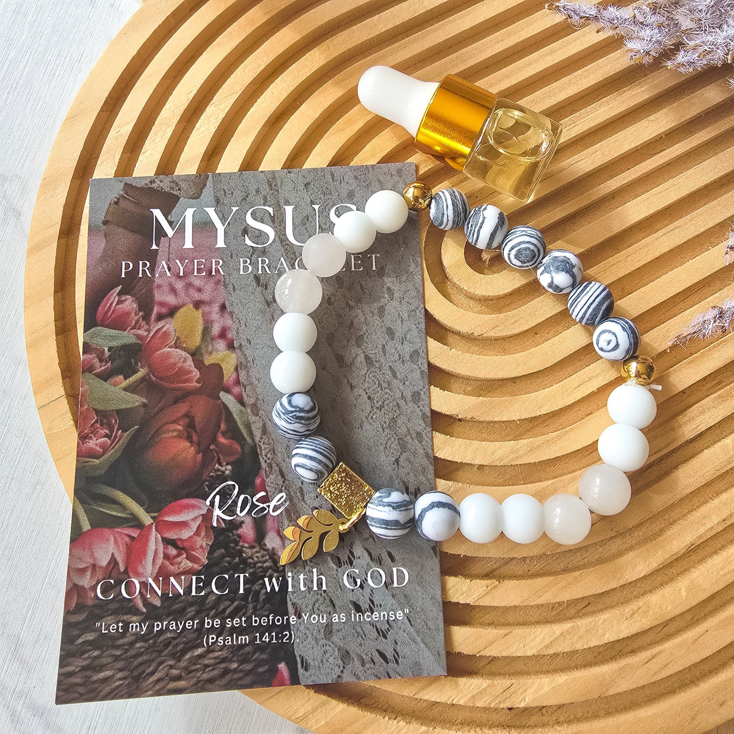 Rose - Natural stone PRAYER bracelet